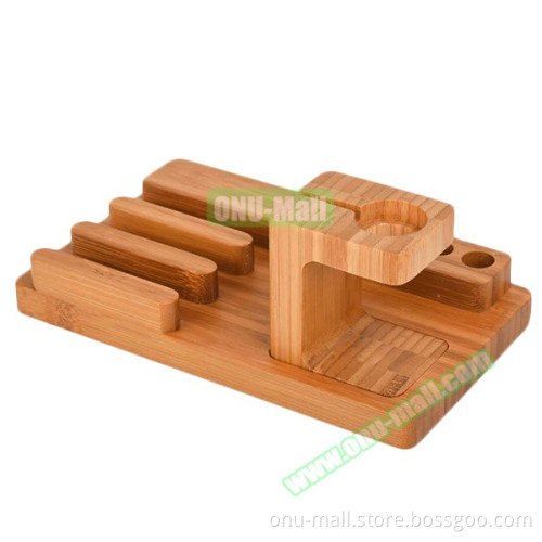 Bamboo Charging Station for Apple Watch Charger, Bracket for iPhone